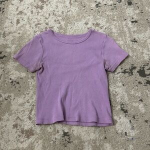 John Galt Purple Ribbed Short Sleeve Top One Size